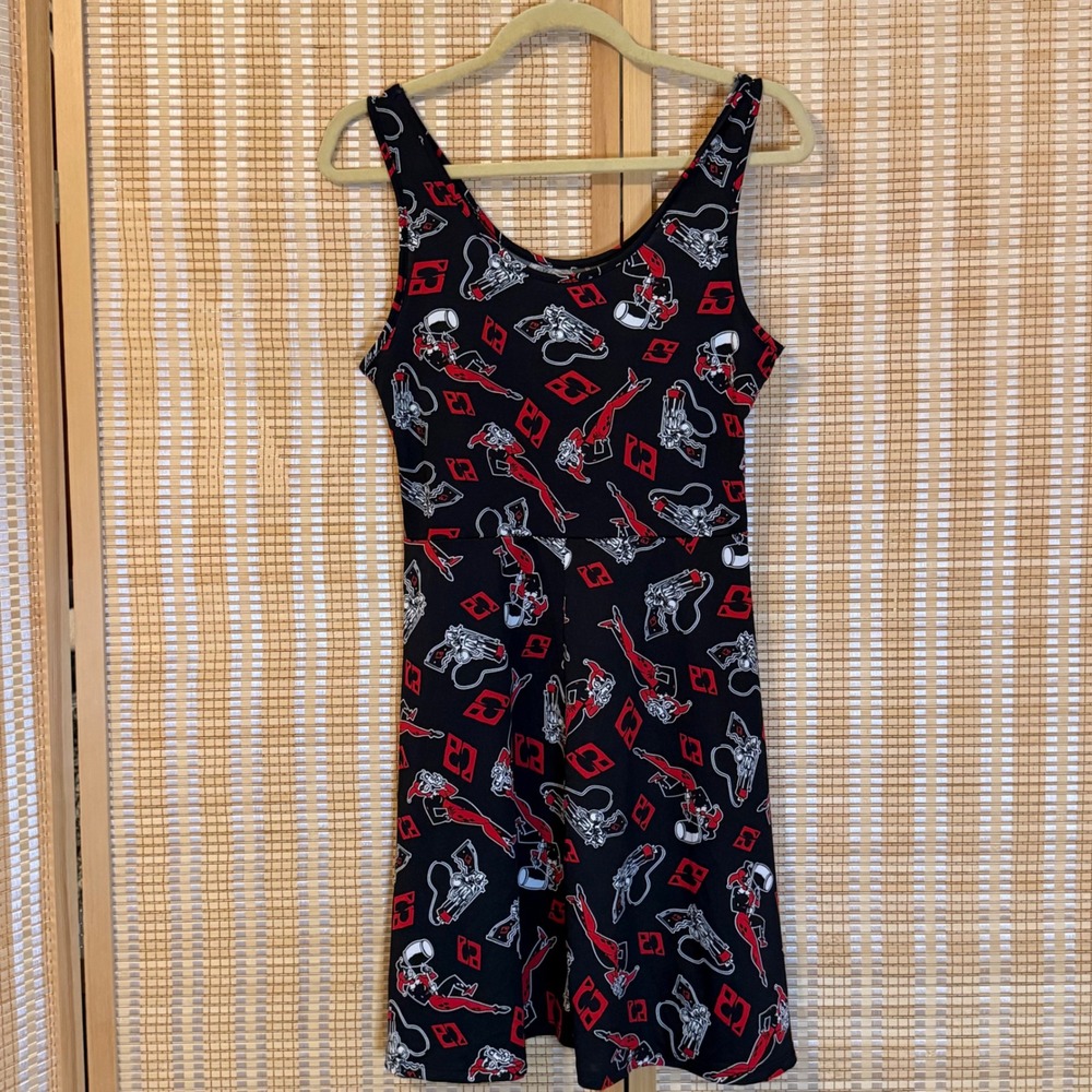 DC Comics Originals Harley Quinn Skater Dress Black Red Sleeveless Medium